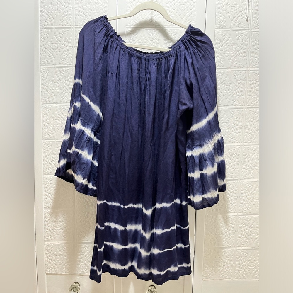 Exist Tye Dye Bell Sleeve On/Off Shoulder Dress - M
